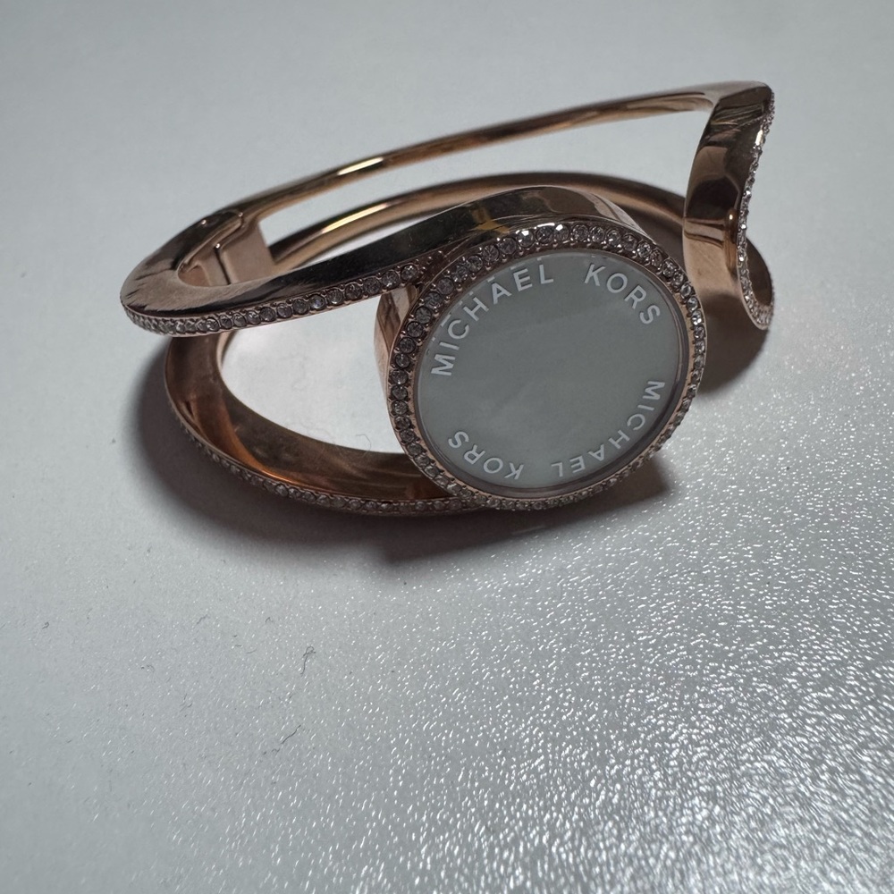 Michael Kors Rose Gold and White Crystal Cuff Bracelet